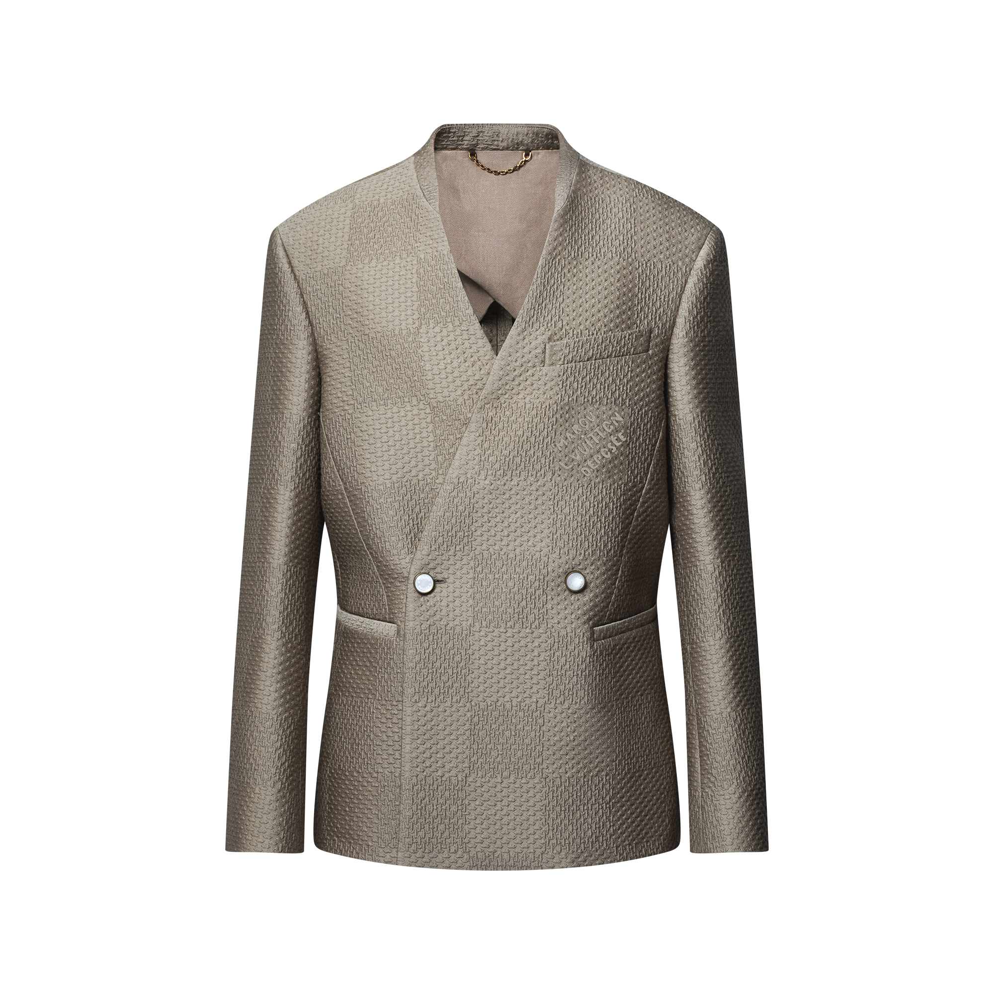 Damier Wool-Silk Jacquard Double-Breasted Jacket - Ready to